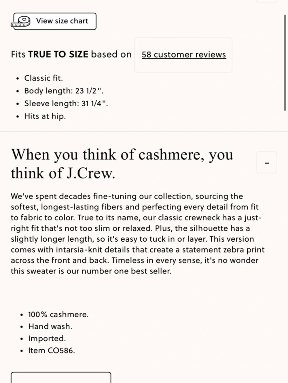 J.Crew Cashmere classic-fit crewneck sweater in zebra intarsia CO586